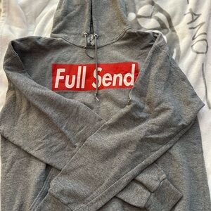 Gray Hoodie with Red Full Send Logo